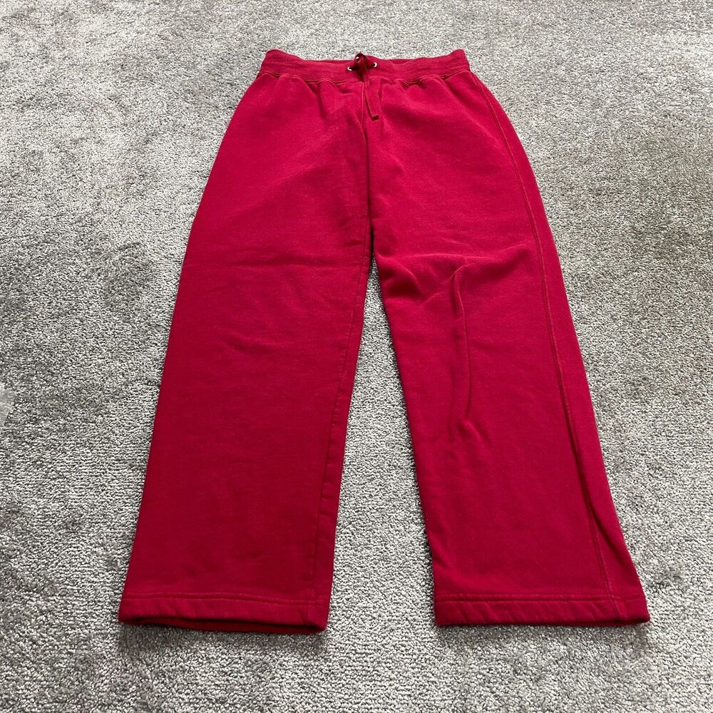 SB Active Sweatpants Women Small Red Elastic Waist Fleece Straight Leg 28x29